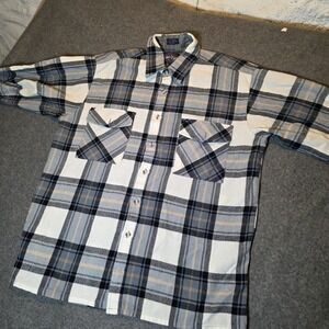 Vintage Alpine Trail Plaid Flannel Gray Yellow Mens Large 283